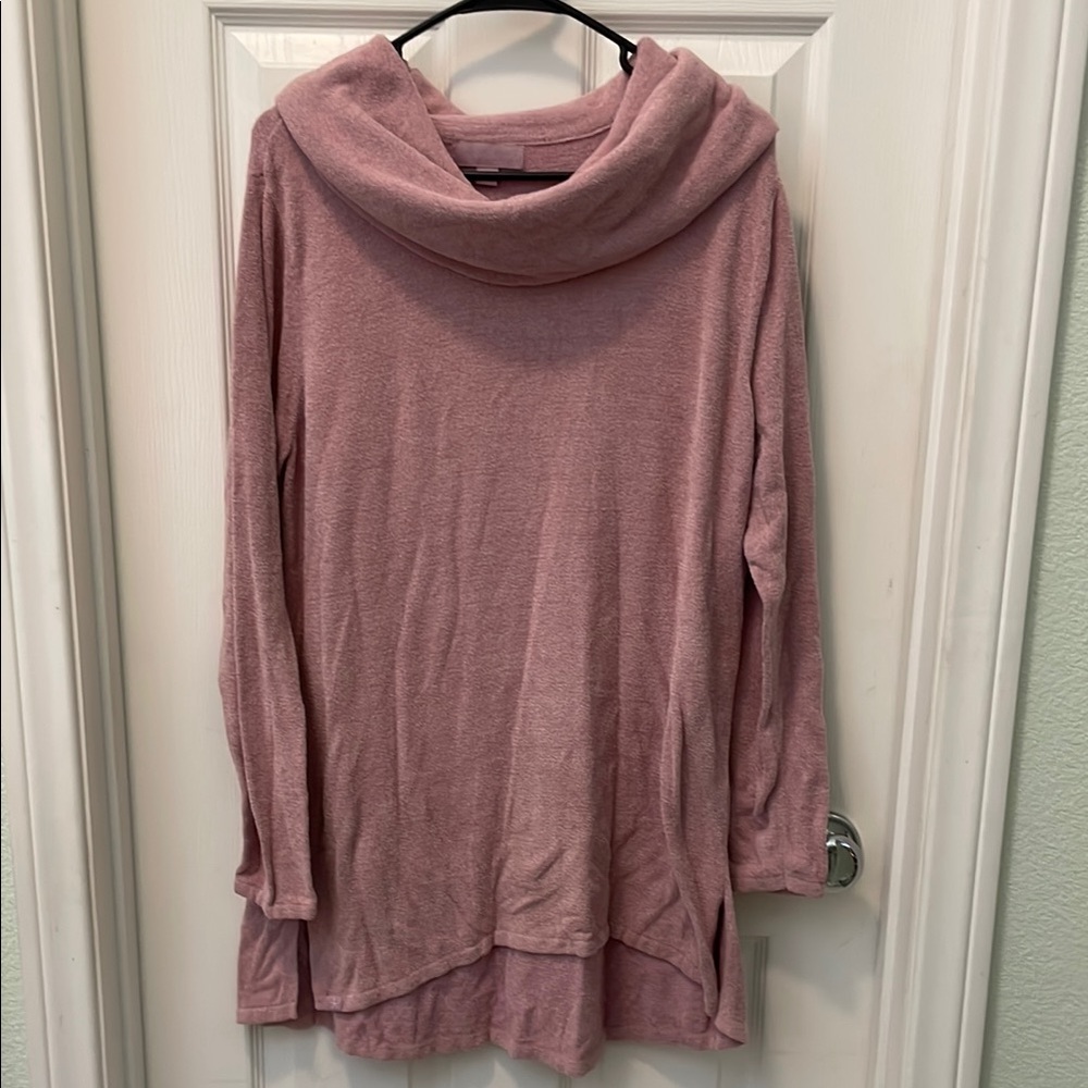 Barefoot Dreams Cozy Pink Cowl Neck Sweater